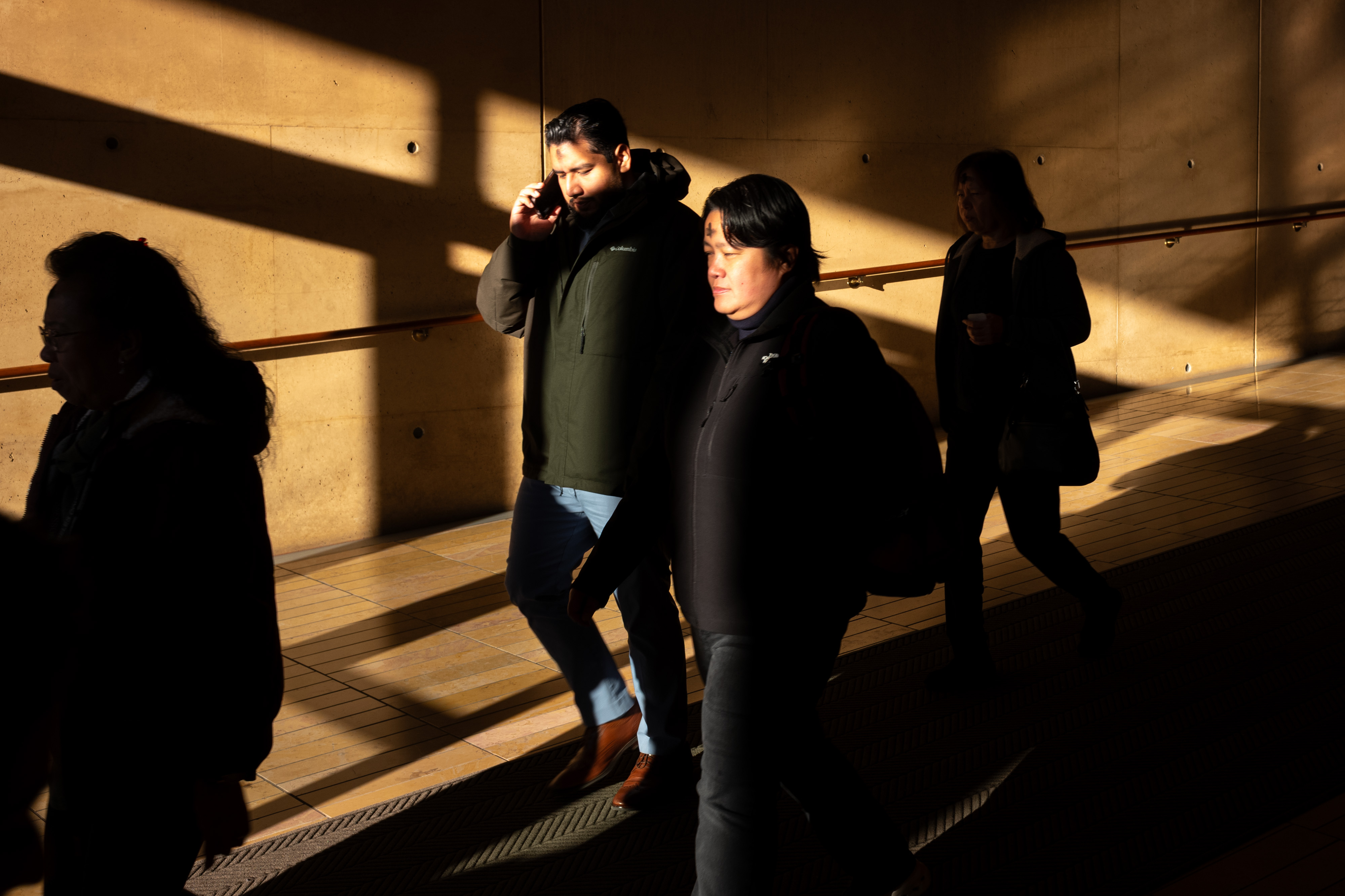 Parishioners leave Ash Wednesday Mass at the Cathedral of Our...