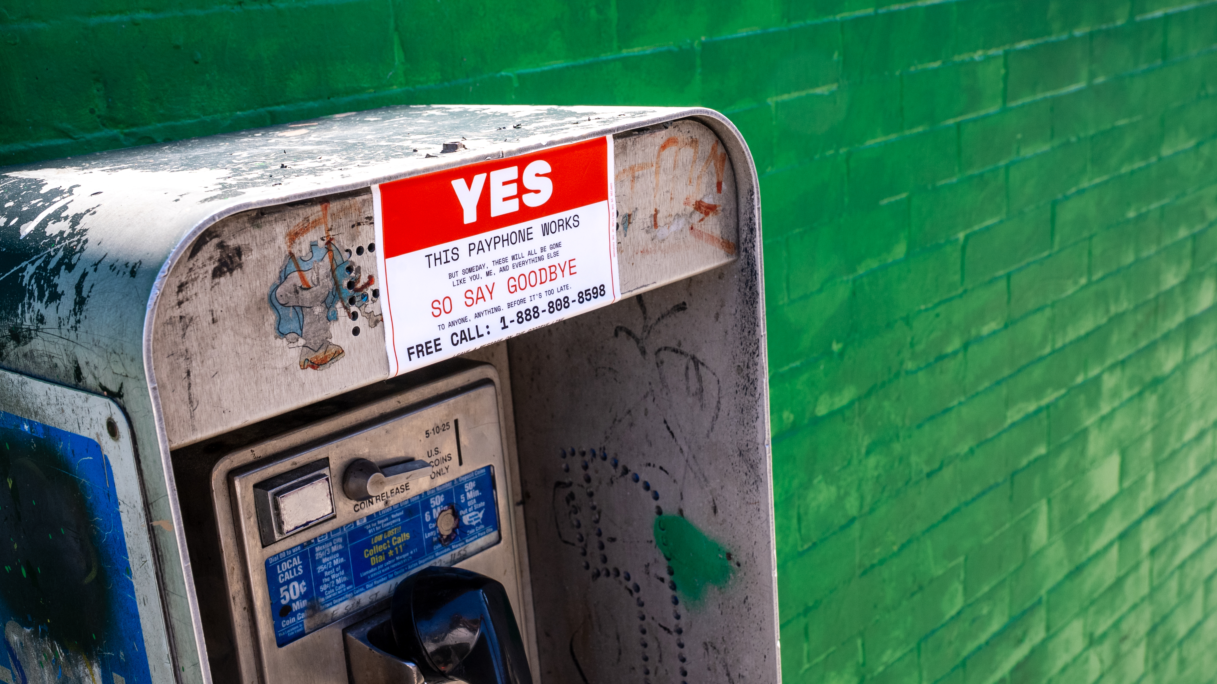 “The Goodbye Line,” an interactive telephone booth where people can...
