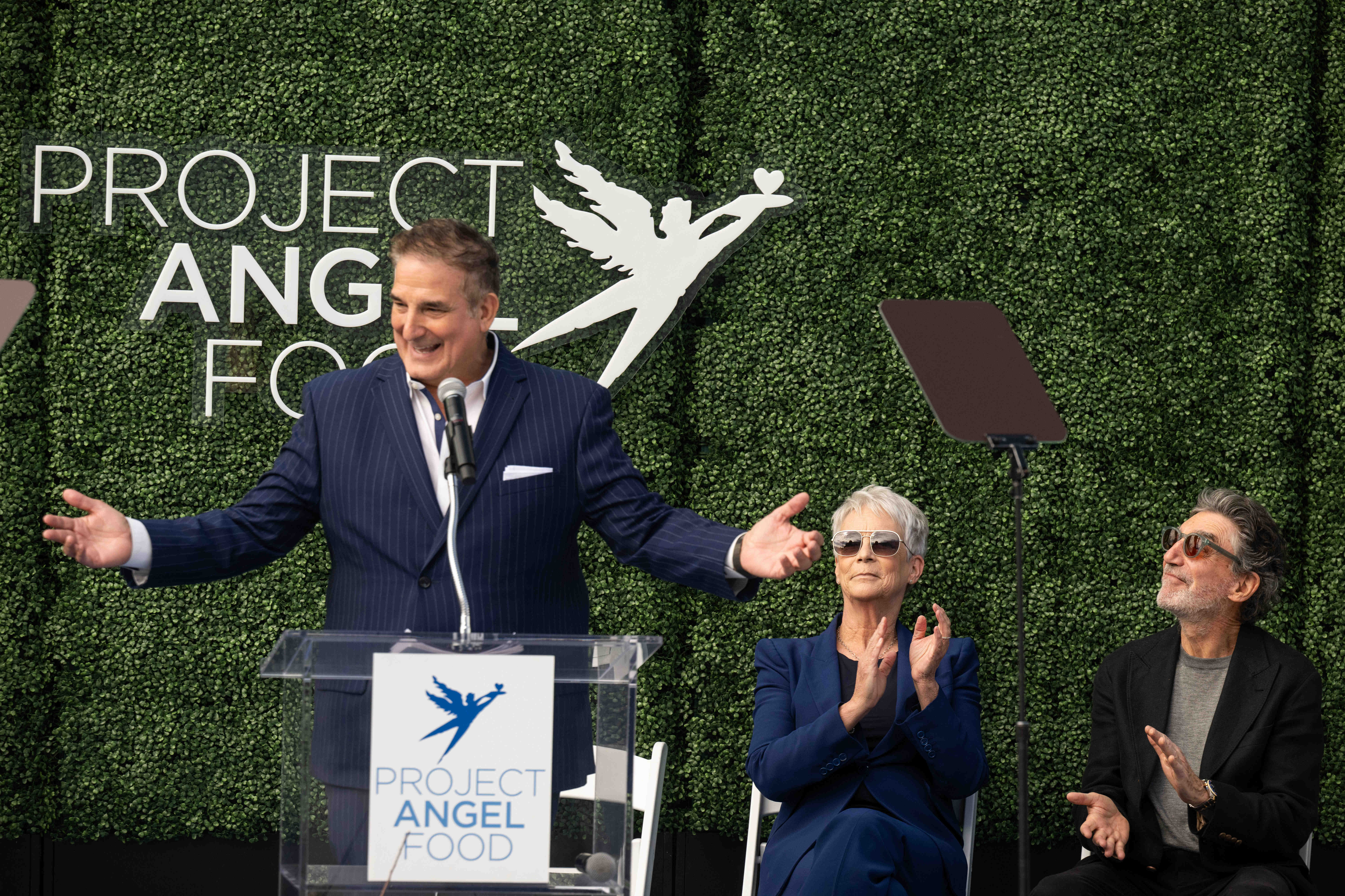 Actor Jamie Lee Curtis and writer and producer Chuck Lorre,...