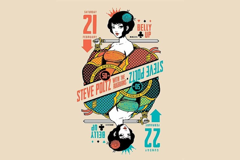 A poster announcing Steve Poltz's annual 50th birthday bash