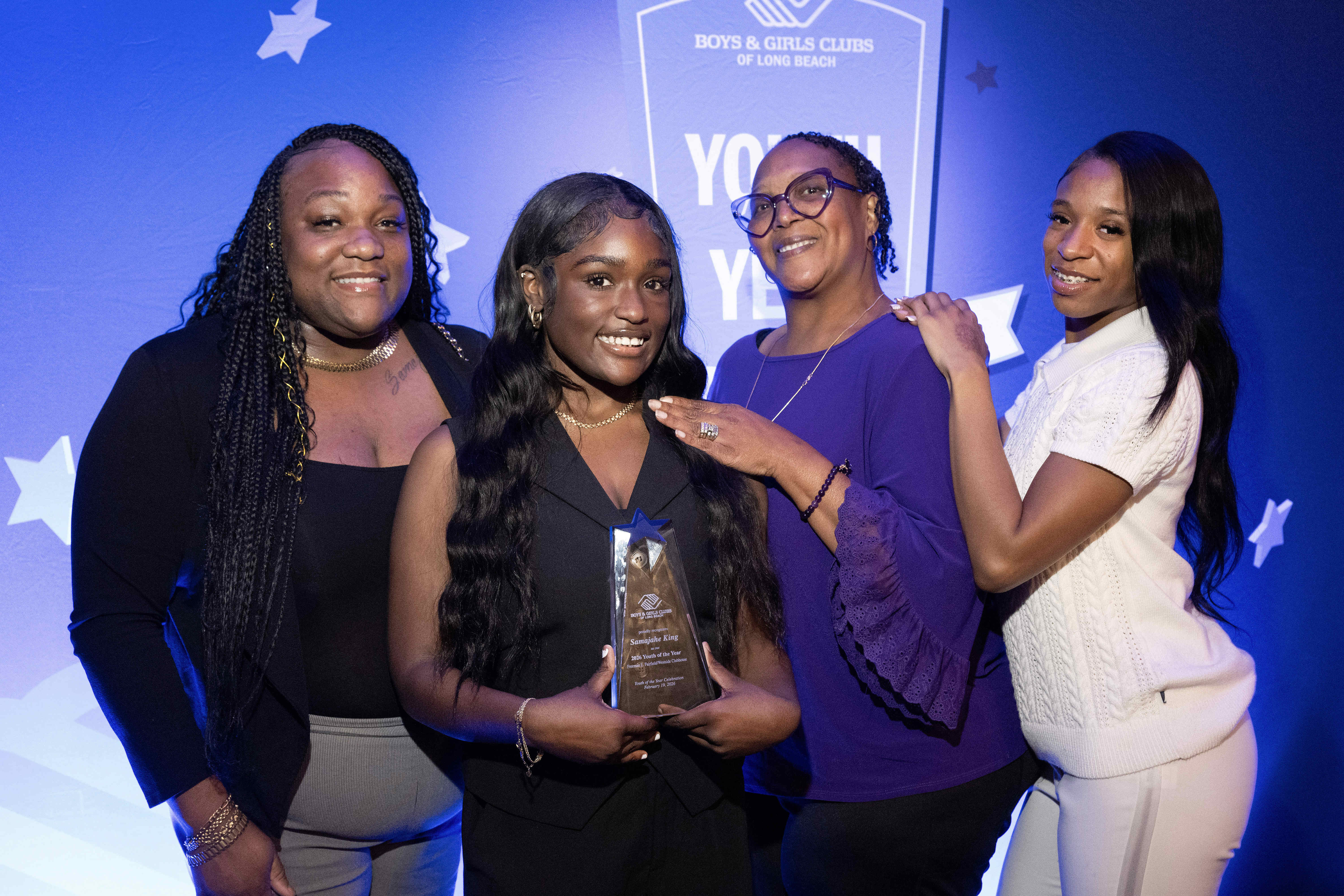 From left, Crystal Fox-Booker, Samajahe King, Alisa George and Amber...