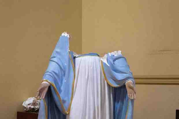 The scene of vandalism discovered at the Holy Innocents School in Long Beach on Monday, February 2, 2026. (Photo by Drew A. Kelley, Press-Telegram/SCNG)