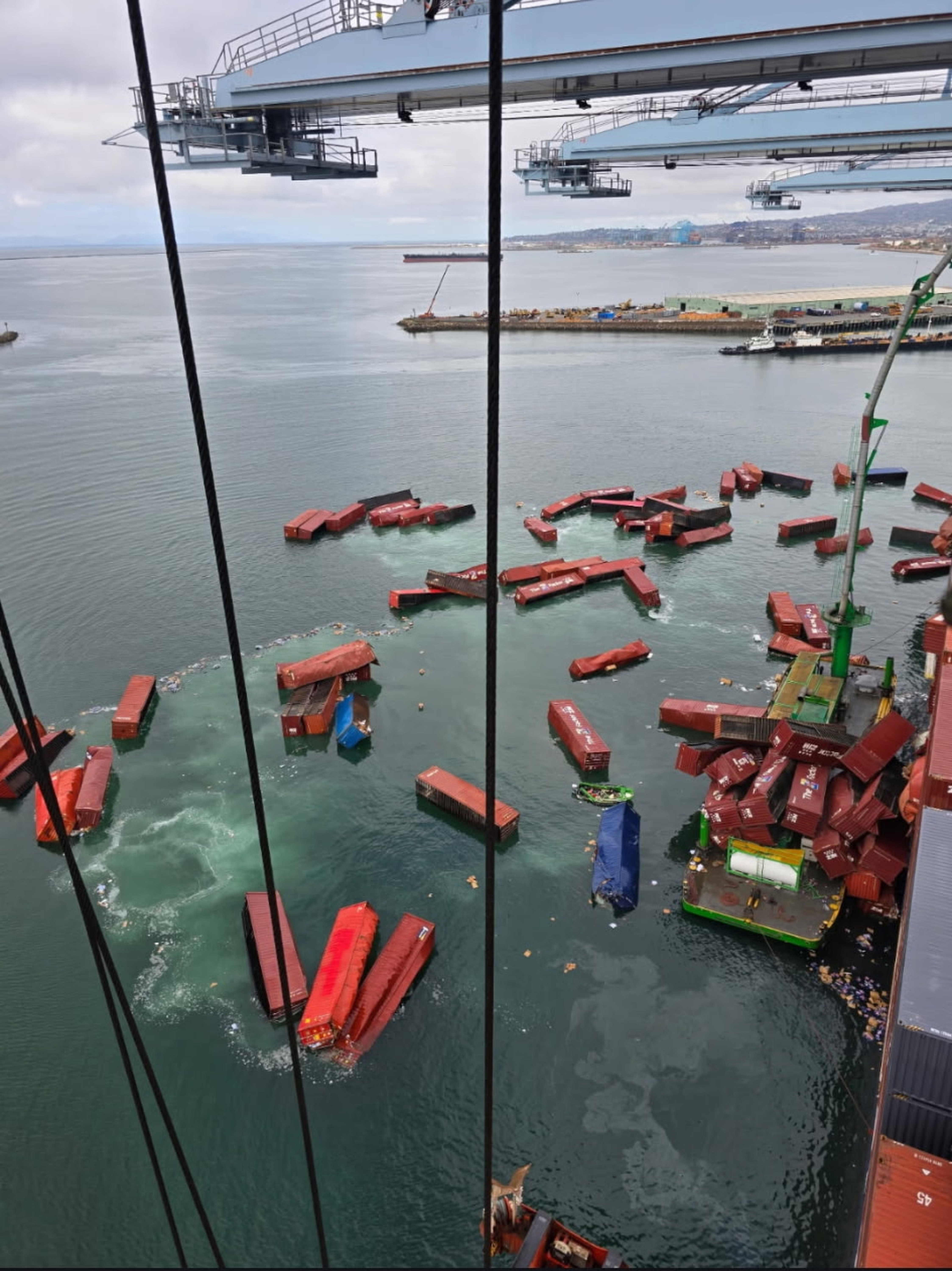 More than 50 shipping containers fell from the vessel Mississippi...