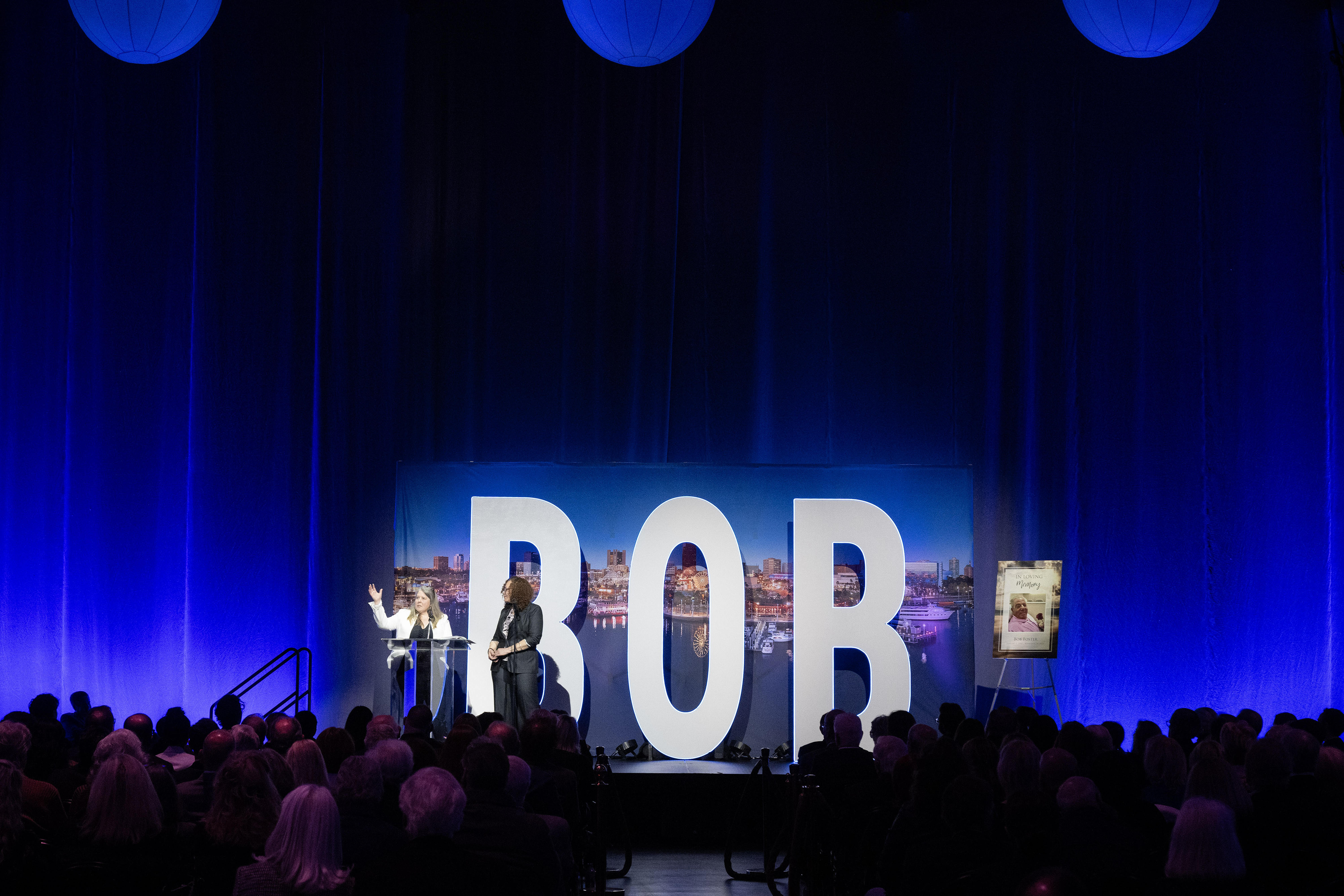 From left, Becki Ames and Lori Ann Farrell speak during...
