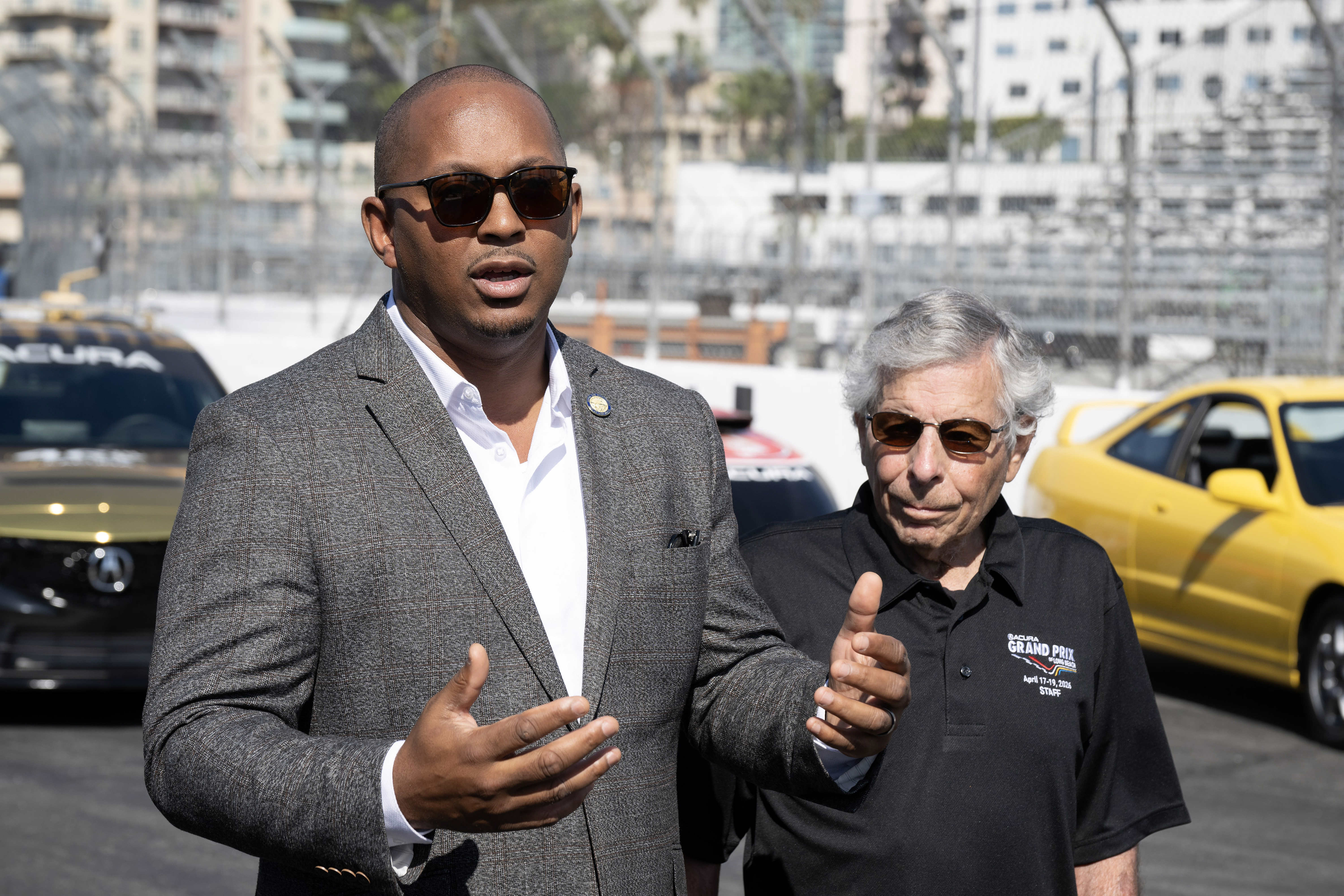 From left, Mayor Rex Richardson and the Grand Prix Association...