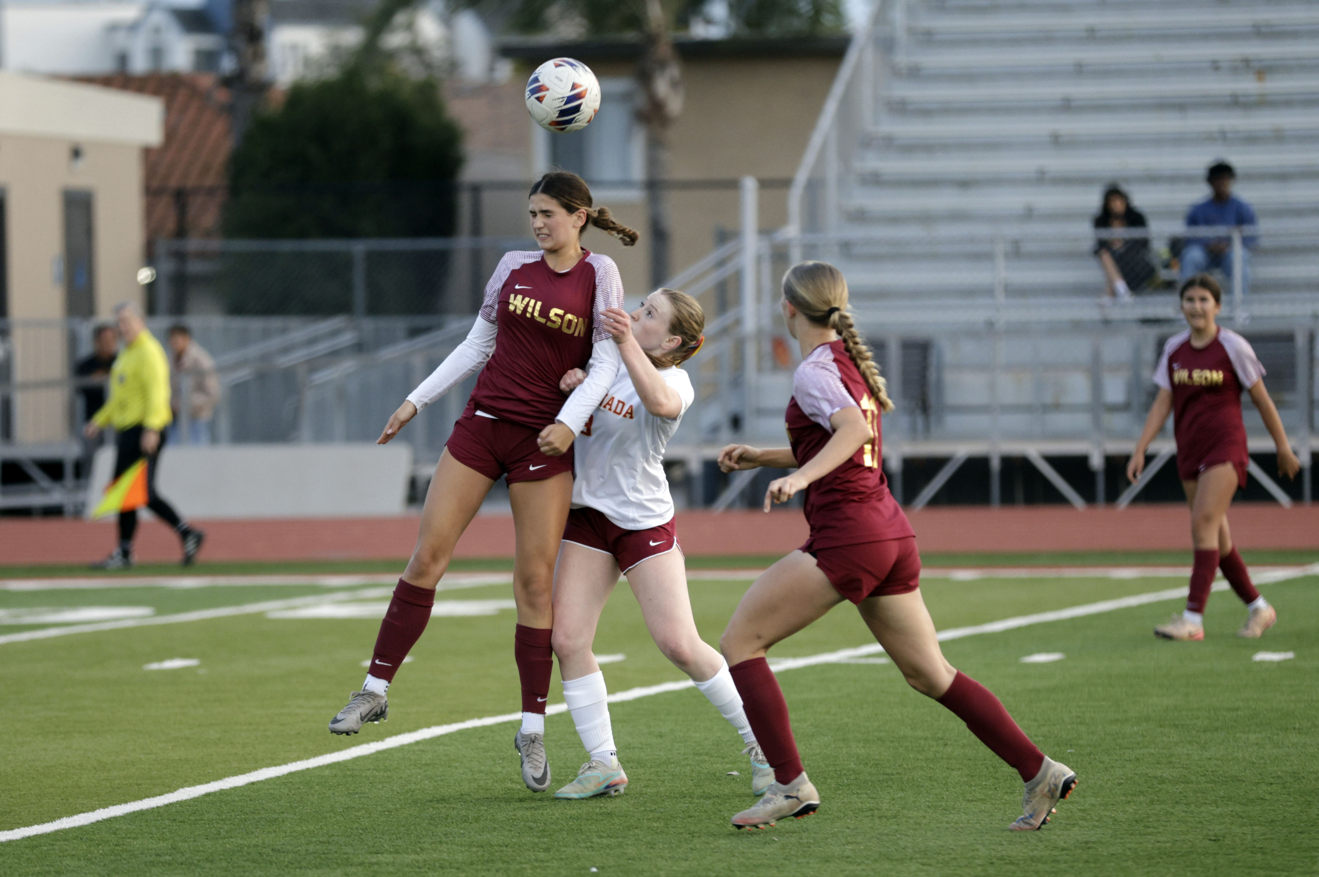 Wilson’s Haley Kaiser (17) goes up for the ball in...
