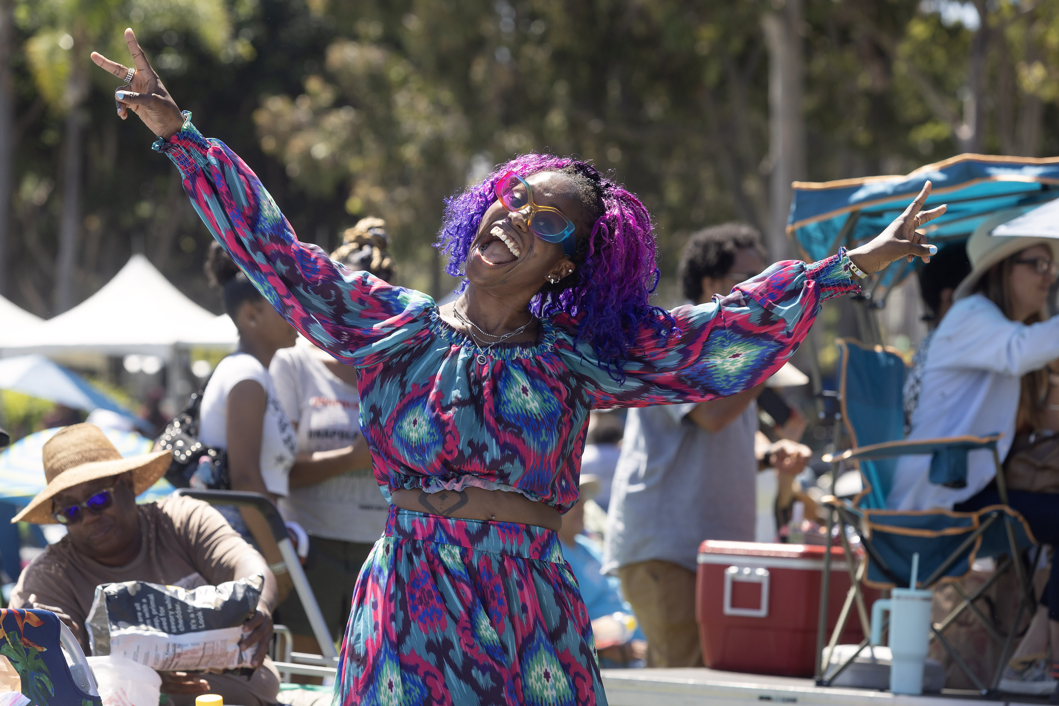 Faith Harris of North Hollywood dances during Long Beach’s 4th...