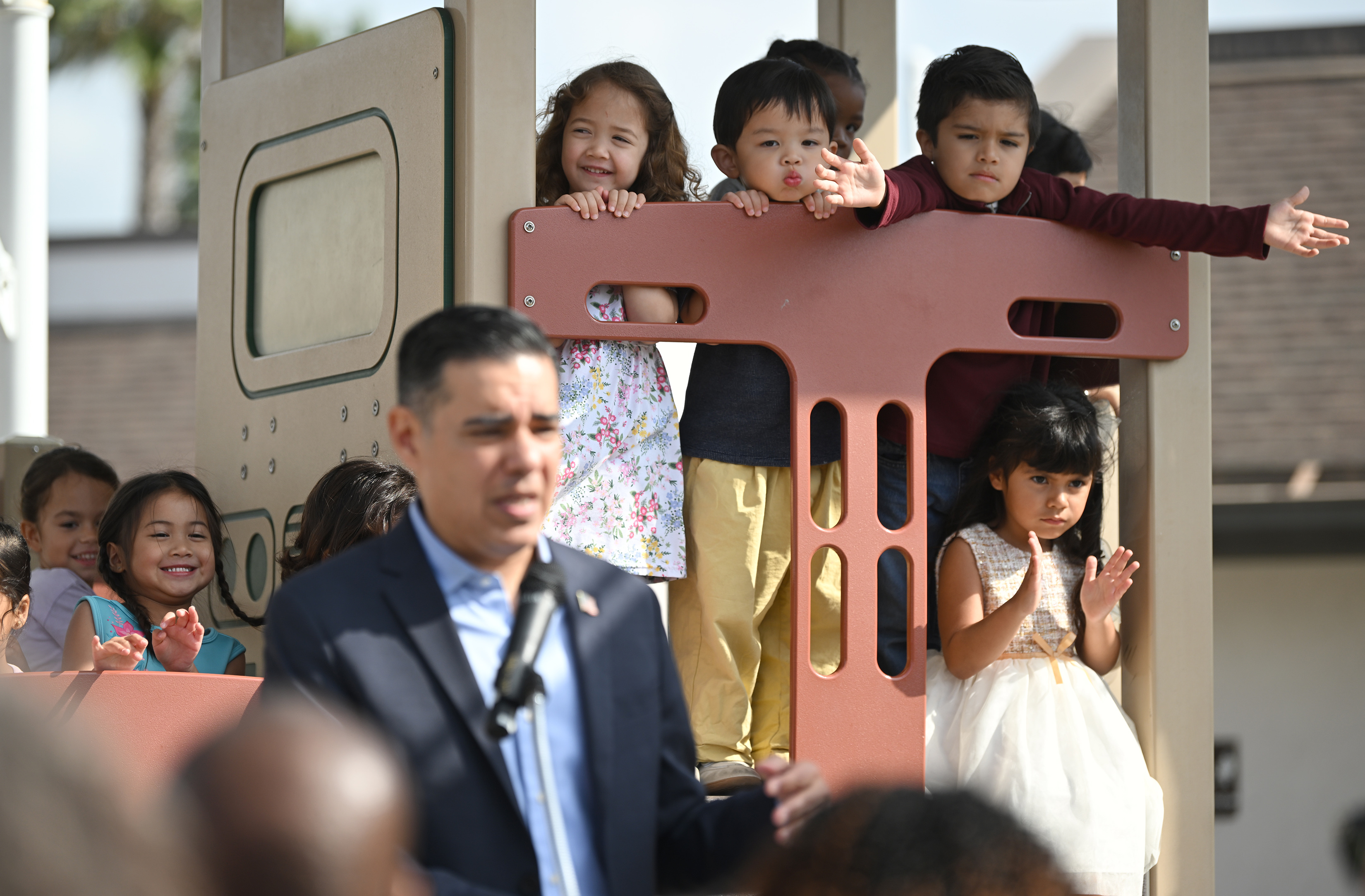 Congressman Robert Garcia is joined by Board of Trustees President...