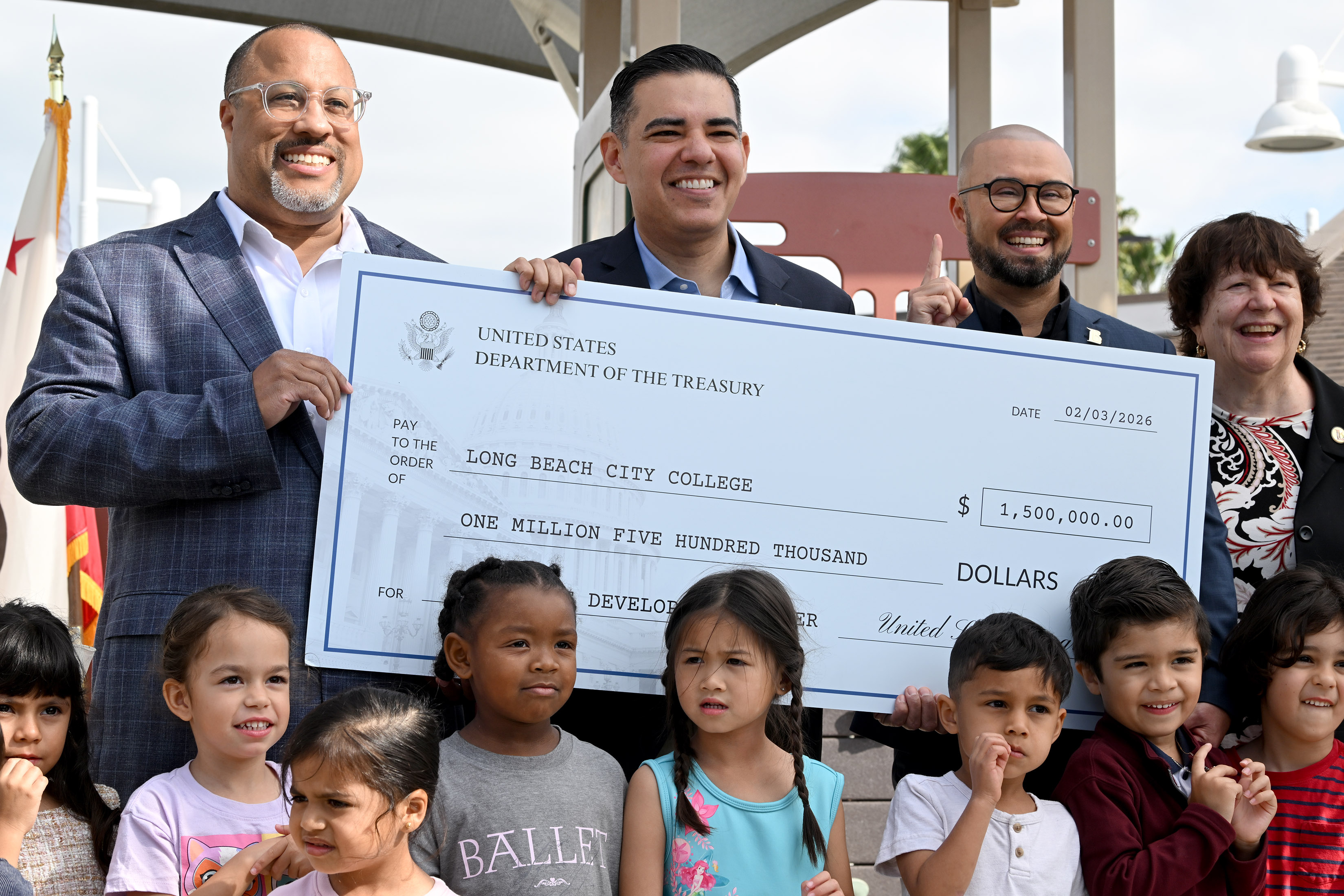 Congressman Robert Garcia is joined by Board of Trustees President...