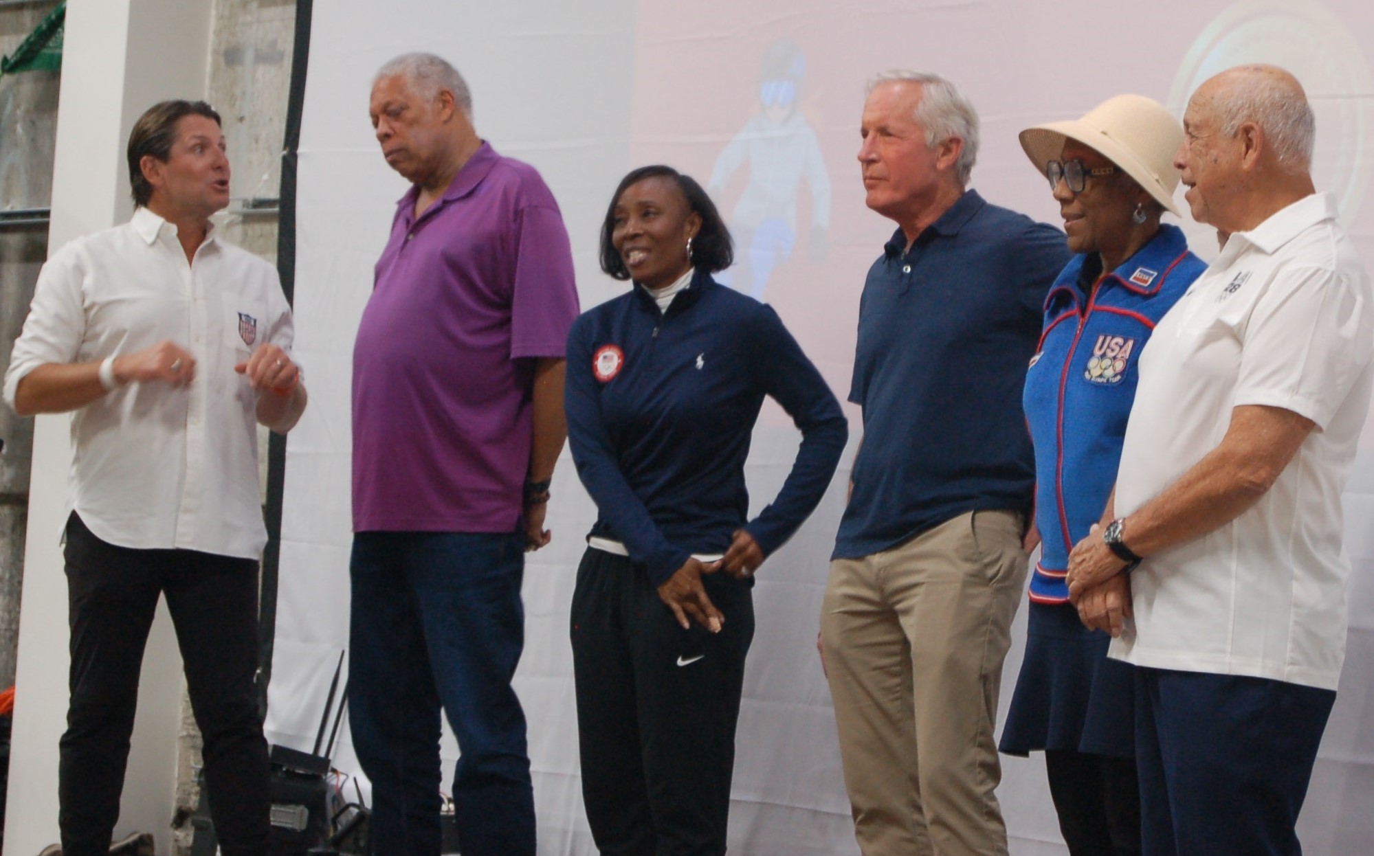 Winter Games Opening Ceremony watch party, photo from left, five-time...