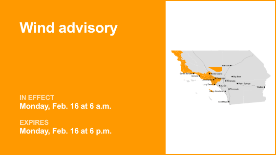 Los Angeles County under a wind advisory Monday – San Gabriel Valley Tribune