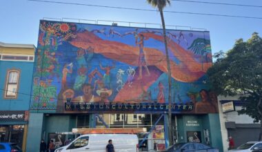 The Mission Cultural Center seen from Mission Street with blue skys.