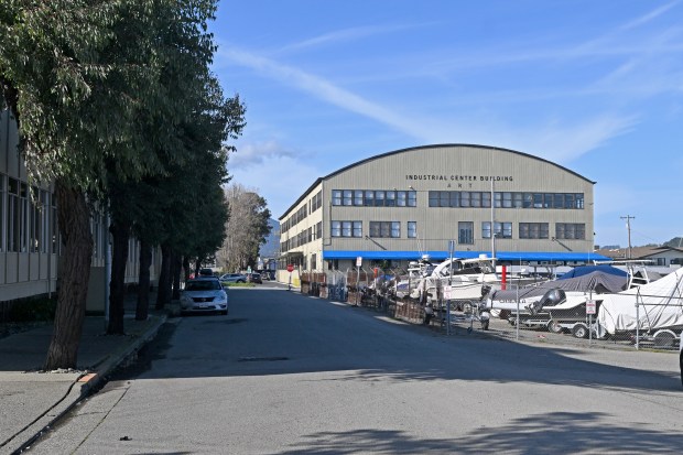 Boats are stored along Road 3 in the Marinship area of Sausalito, Calif., on Friday, Feb. 13, 2026. (Alan Dep/Marin Independent Journal)