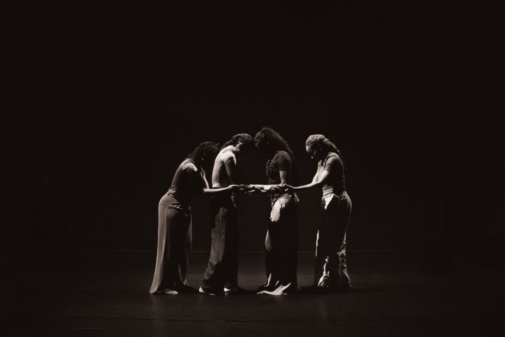 Emara Vonaé Neymour Jackson, Marirosa Crawford, Jayde Elise Woodard and Hannah Robertson   "Spectacle of Ritual" choreography by Marcella Lewis - Photo by Maya Guice.