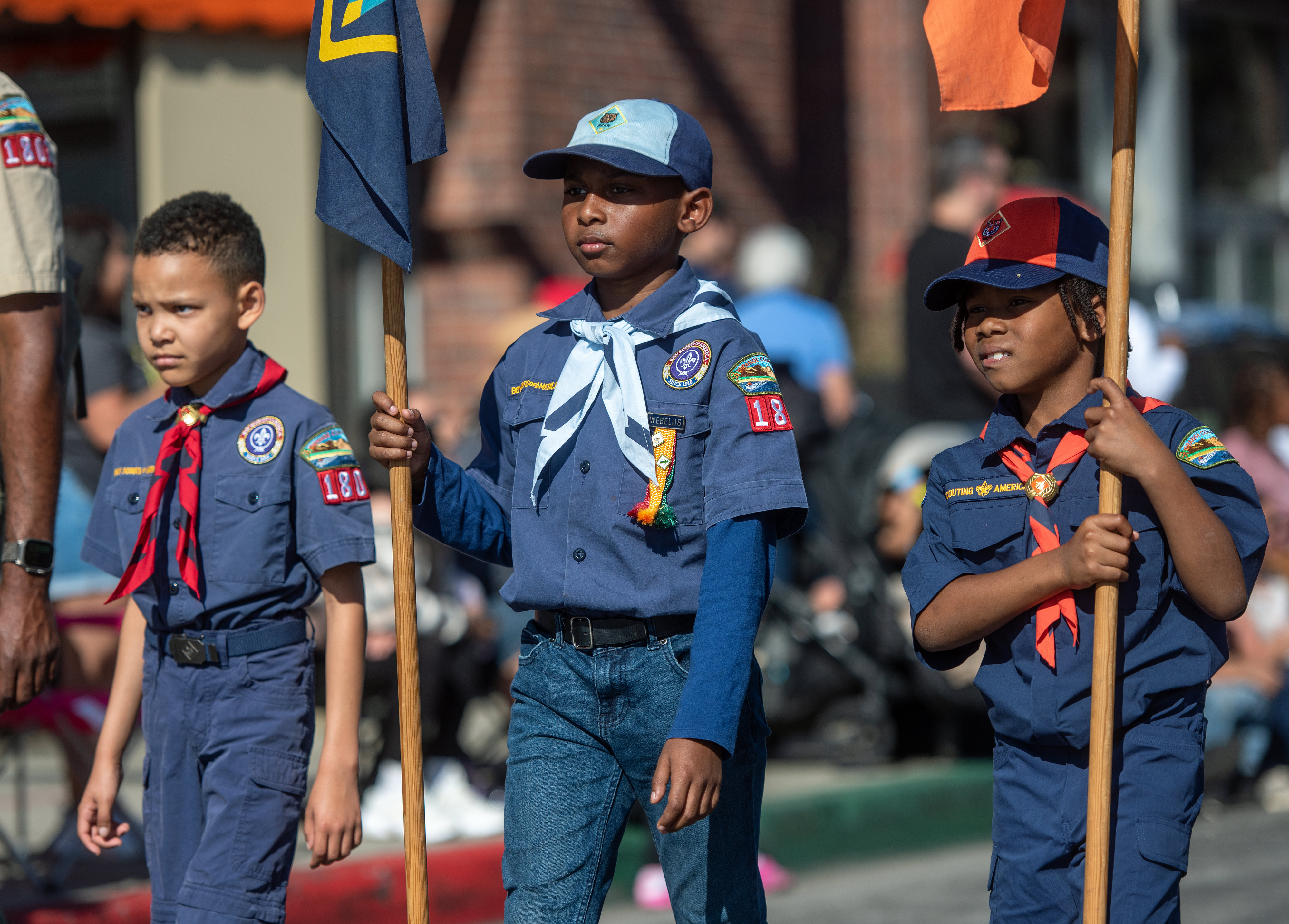 Members of Boy Scouts Troop 1803 from Yorba Linda walk...