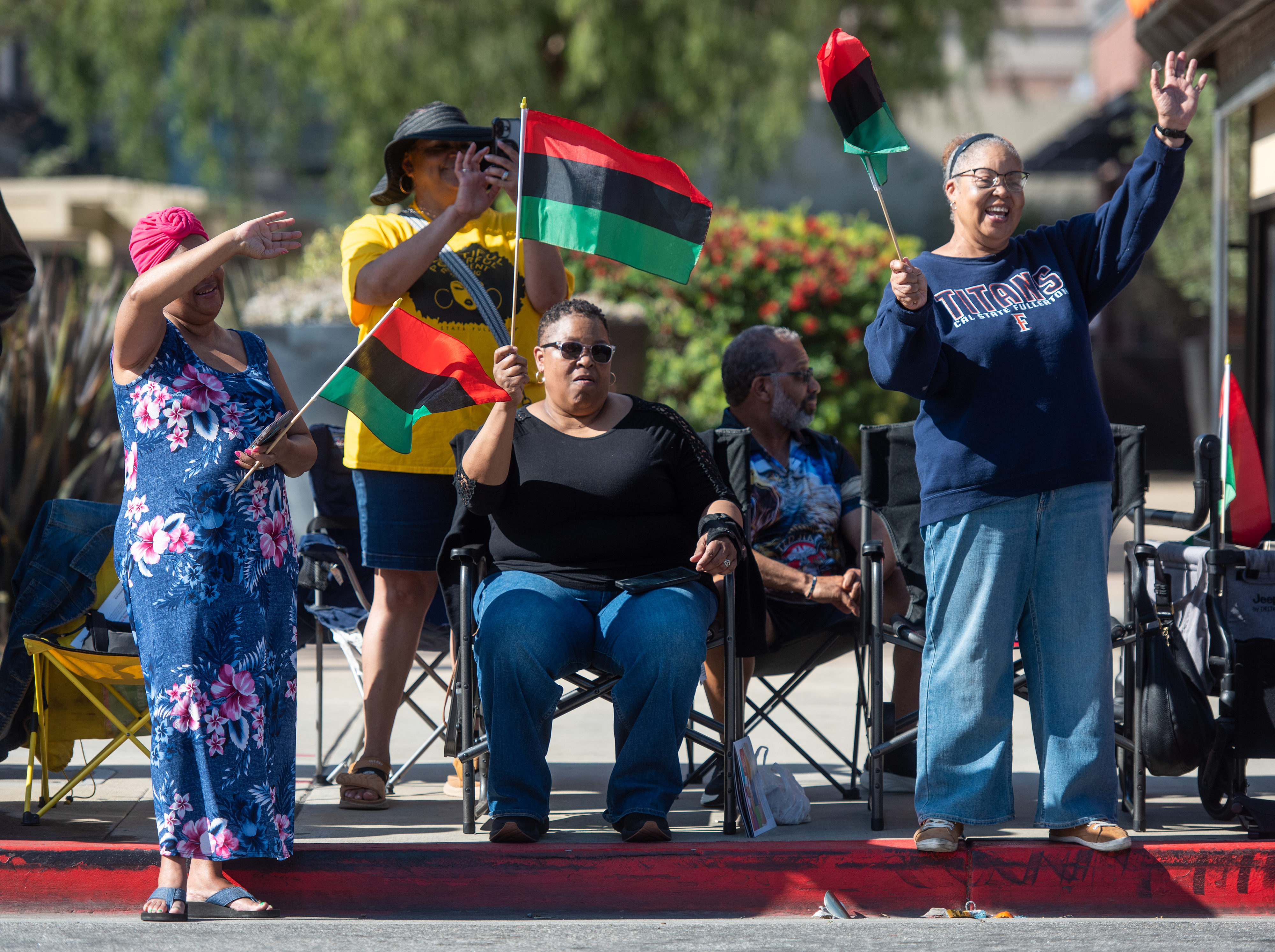 Friends Denise Leacock-Kendall of Anaheim, Denise Reid of Fullerton and...
