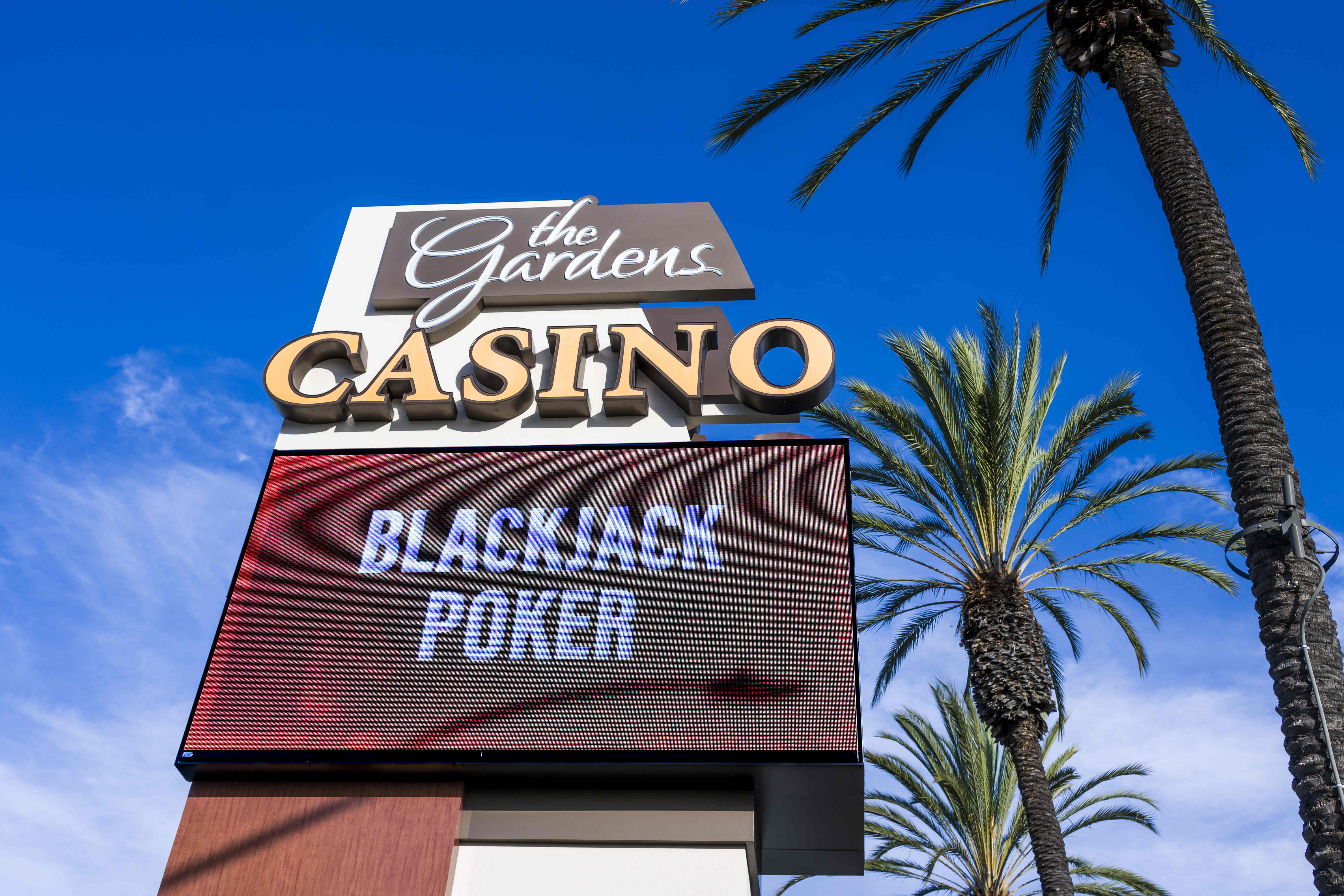 The Gardens Casino sign in Hawaiian Gardens on Wednesday, February...