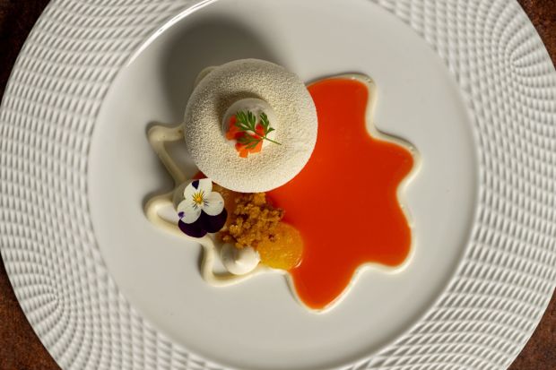 Nantes Carrot Cake Cremeux on the refreshed Napa Rose menu at Disney's Grand Californian Hotel. (Courtesy of Disneyland)