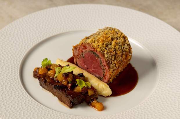 The Colorado Rack of Lamb on the refreshed Napa Rose menu at Disney's Grand Californian Hotel. (Courtesy of Disneyland)