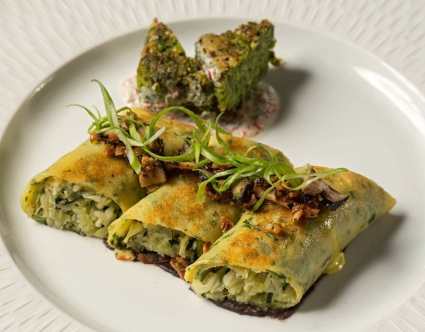 Miso Cabbage Scallion Crepes on the refreshed Napa Rose menu at Disney's Grand Californian Hotel. (Courtesy of Disneyland)