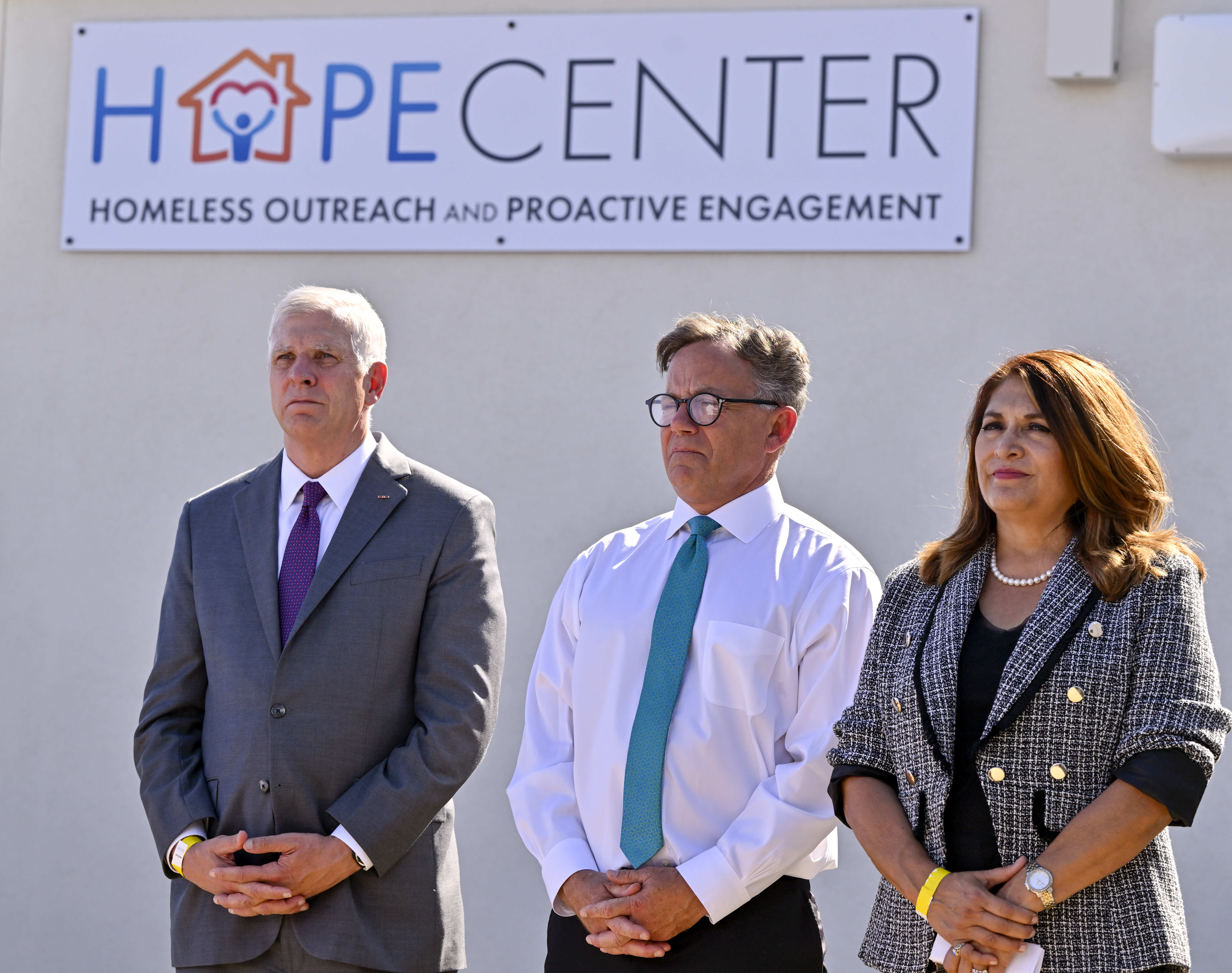 California State Senators Tom Umberg, left, Josh Newman, center, and...