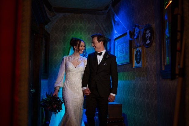 Disney's Fairy Tale Weddings and Honeymoons will offer ceremonies in the Haunted Mansion Parlor cocktail lounge aboard the Disney Destiny cruise ship. (Courtesy of Disney)