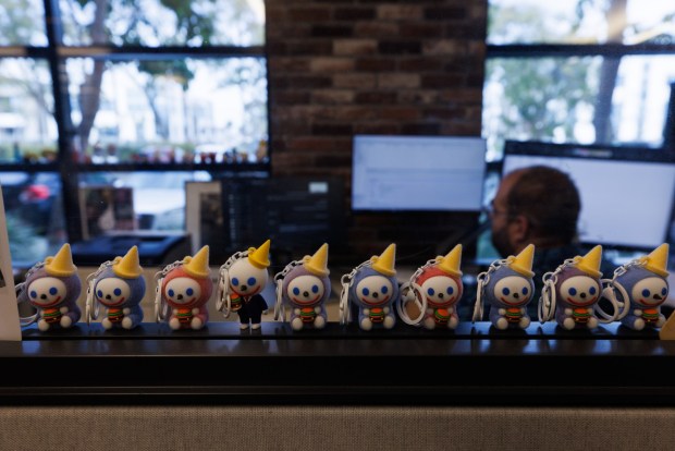 Jibbi keychains are shown displayed at a worker's cubicle at the Jack in the Box headquarters on Thursday, Feb. 5, 2026 in San Diego, (Kristian Carreon / The San Diego Union-Tribune)
