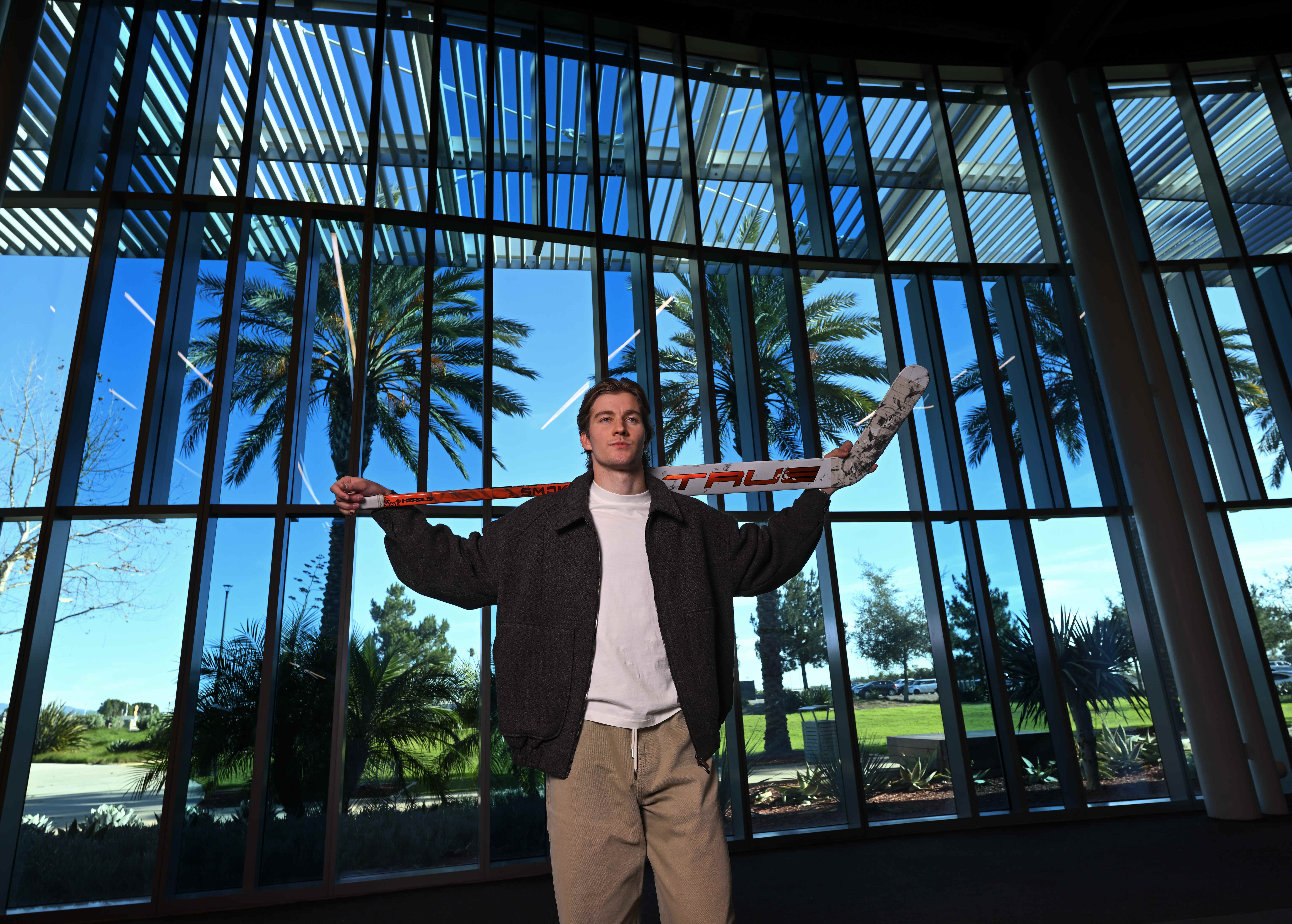 Ducks goalkeeper LukÃ¡Å¡ DostÃ¡l at Great Park Ice in Irvine,...