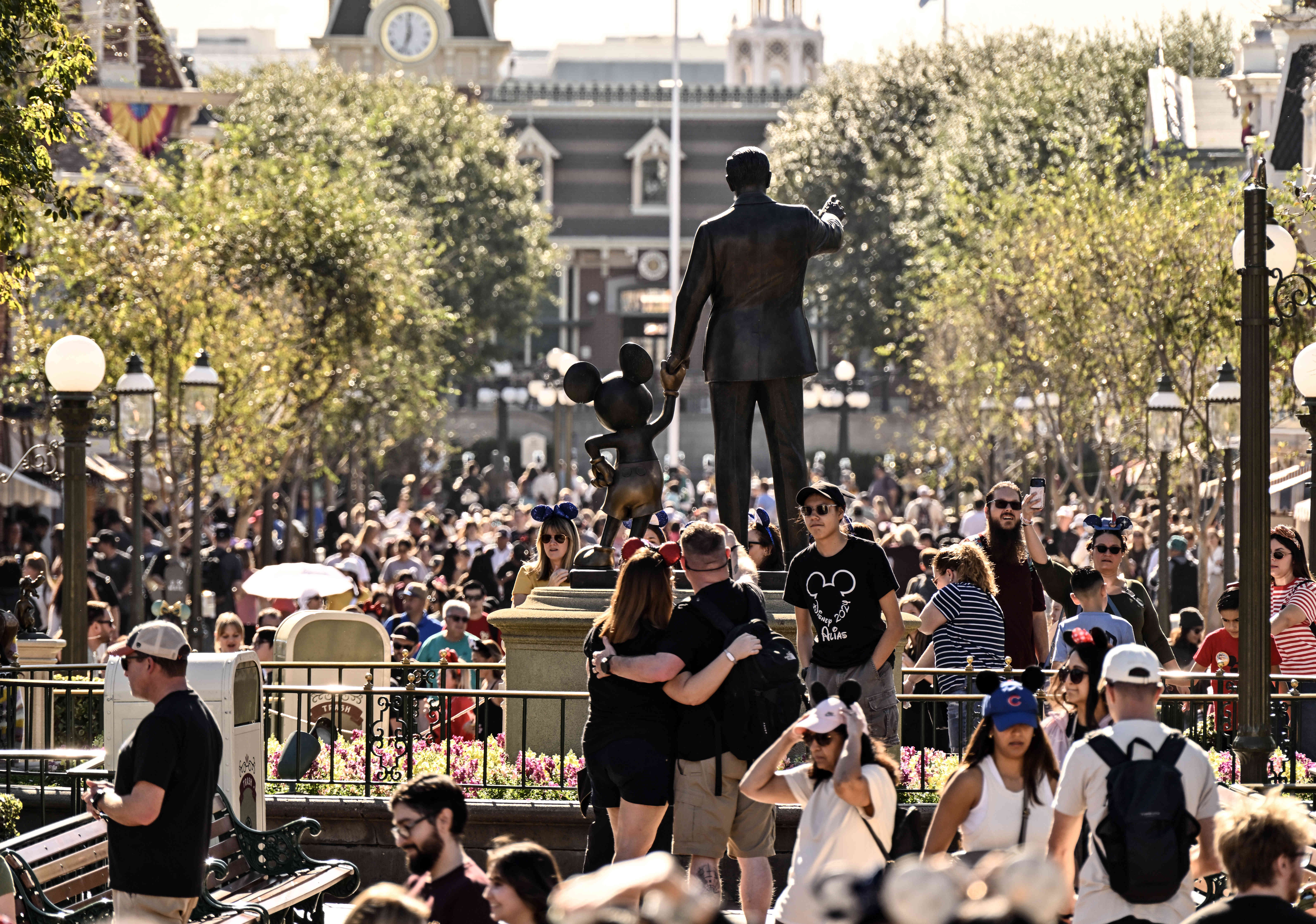 Partners, a 1993 copper statue by Blaine Gibson, depicting Walt...