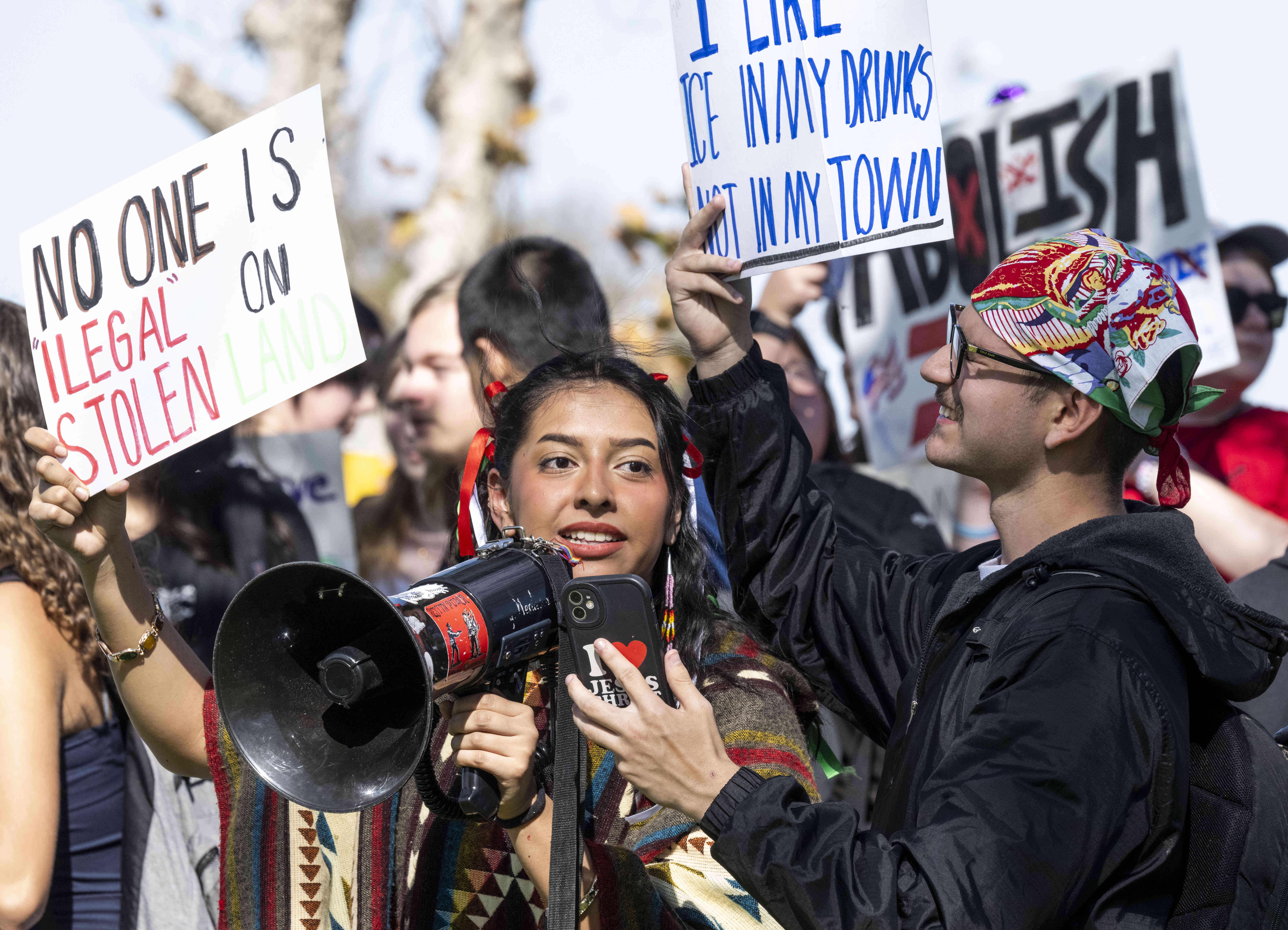 Students at Irvine High School staged a walkout in Irvine,...