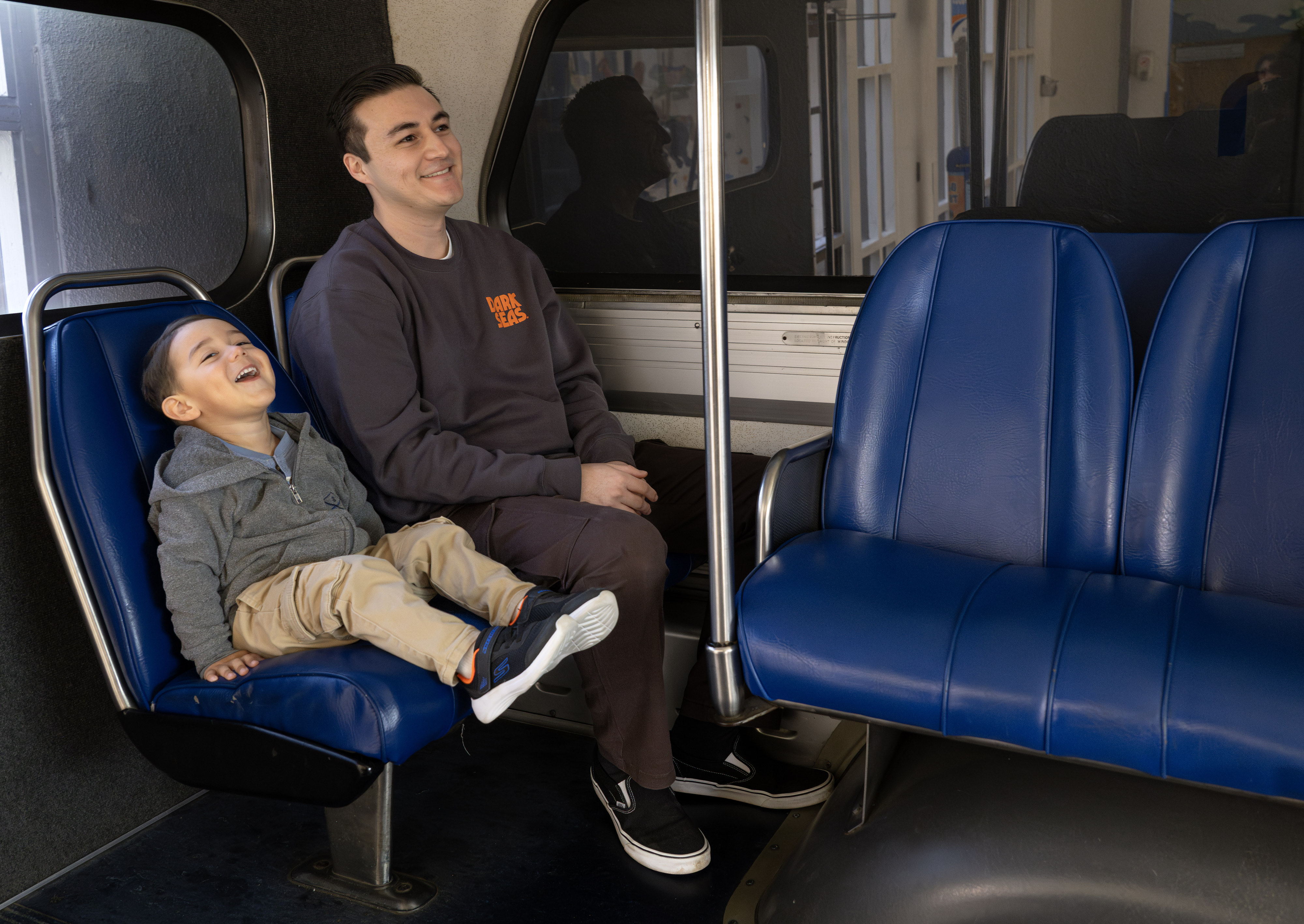 Joey Rubalcava shares a seat with nephew-to-be, Aaron, 3, at...