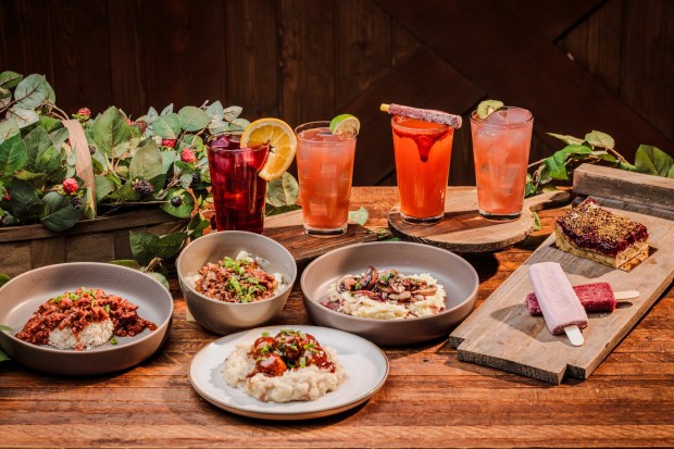 Knott's Boysenberry Festival Tasting Card menu items available at the Gold Mine Trail Booth. (Courtesy of Knott's Berry Farm)