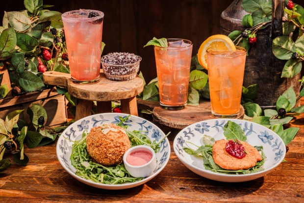 Knott's Boysenberry Festival Tasting Card menu items available at the Silver Bullet Booth. (Courtesy of Knott's Berry Farm)