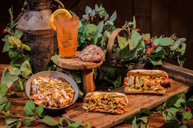 Knott's Boysenberry Festival Tasting Card menu items available at the Wilderness Dogs and Drinks Booth. (Courtesy of Knott's Berry Farm)