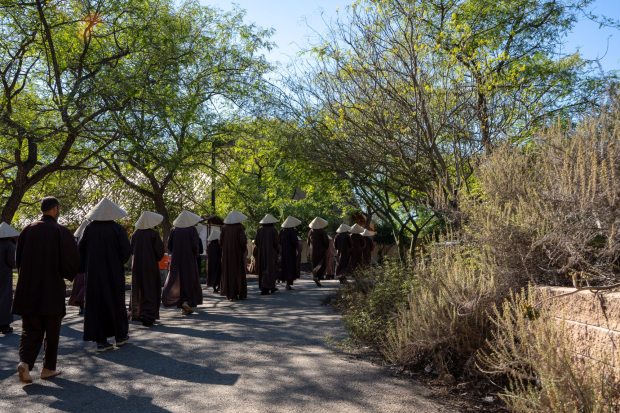 A Zen monk procession at Deer Park Monastery in Escondido in late January. (Photo by LaTresa Pearson)