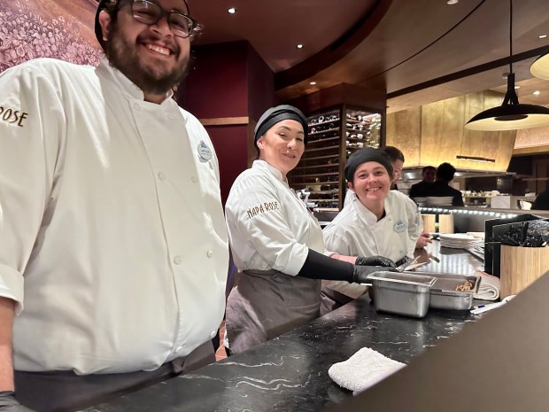 The Napa Rose chef's island across from the bar during a media preview following a 10-month renovation at the fine dining restaurant in Disney's Grand Californian Hotel. (Photo by Brady MacDonald, Orange County Register/SCNG)