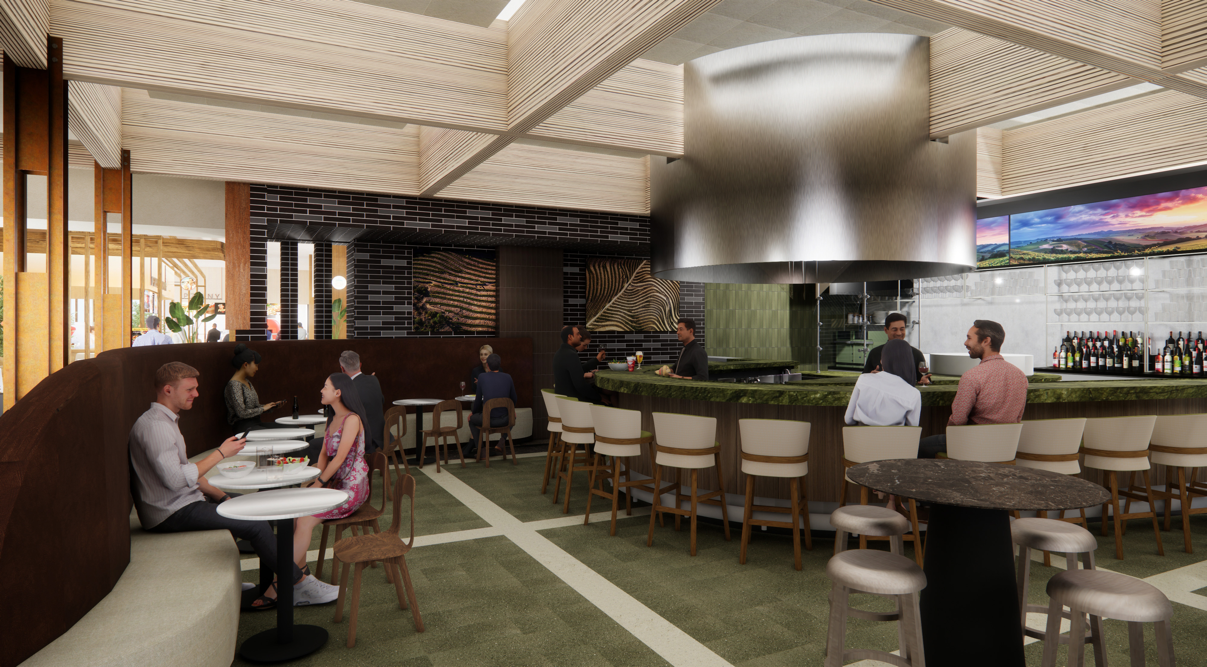 Rendering of Bar Bacchia at Katella Commons. (Image courtesy of...