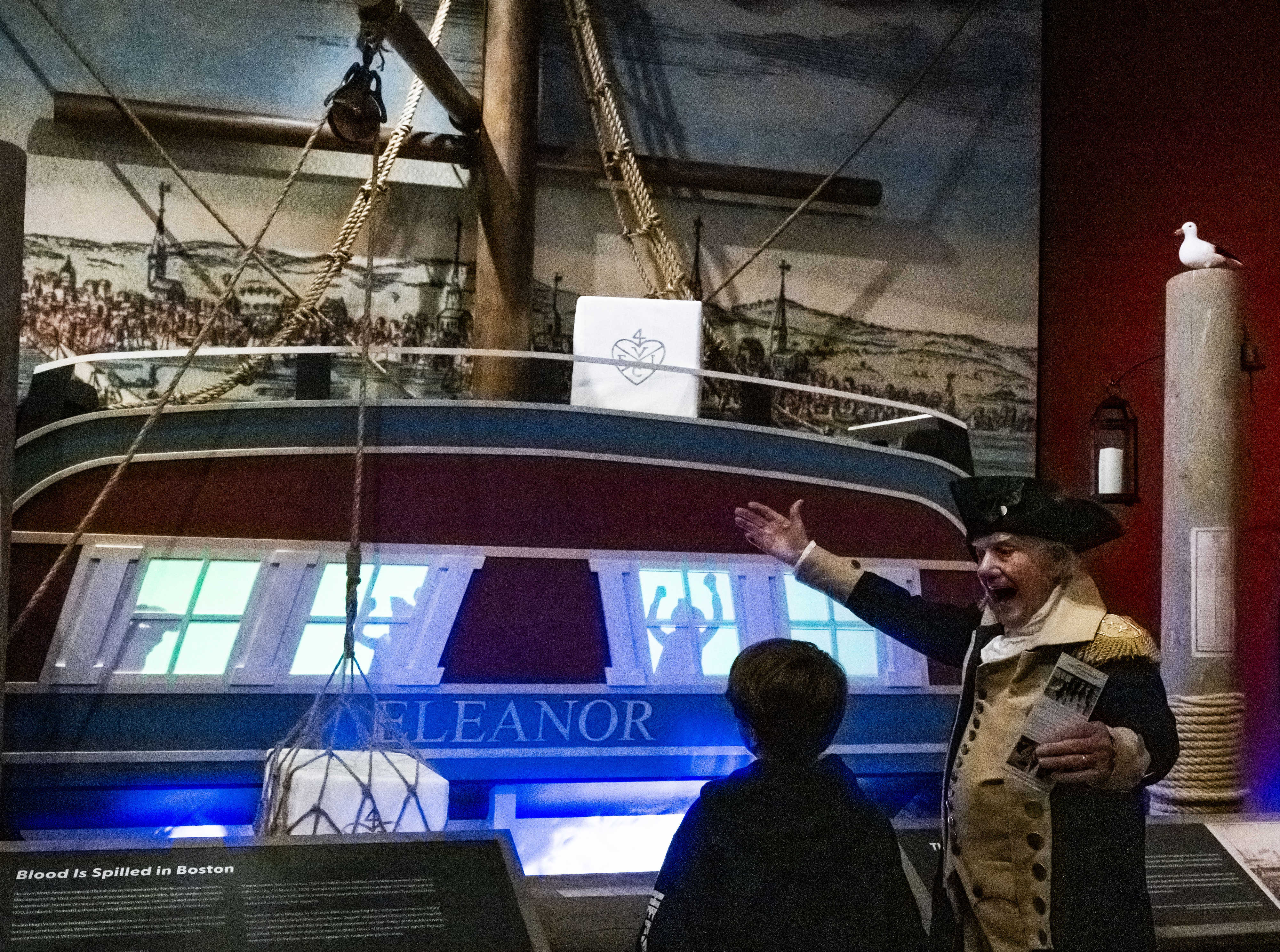 George Washington, played by Gary Beard, celebrates a visitor dumping...