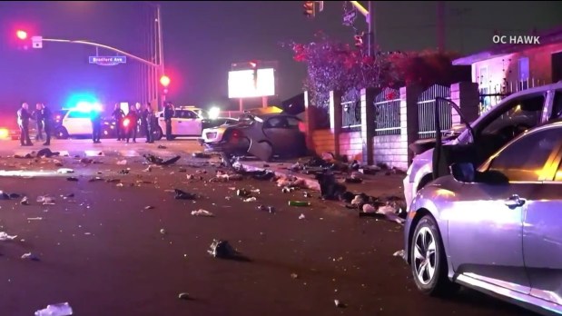 A pursuit ended in a crash at Bradford and Madison avenues in Placentia Wednesday night, Jan. 21, leaving one driver dead. (Photo by OC Hawk)