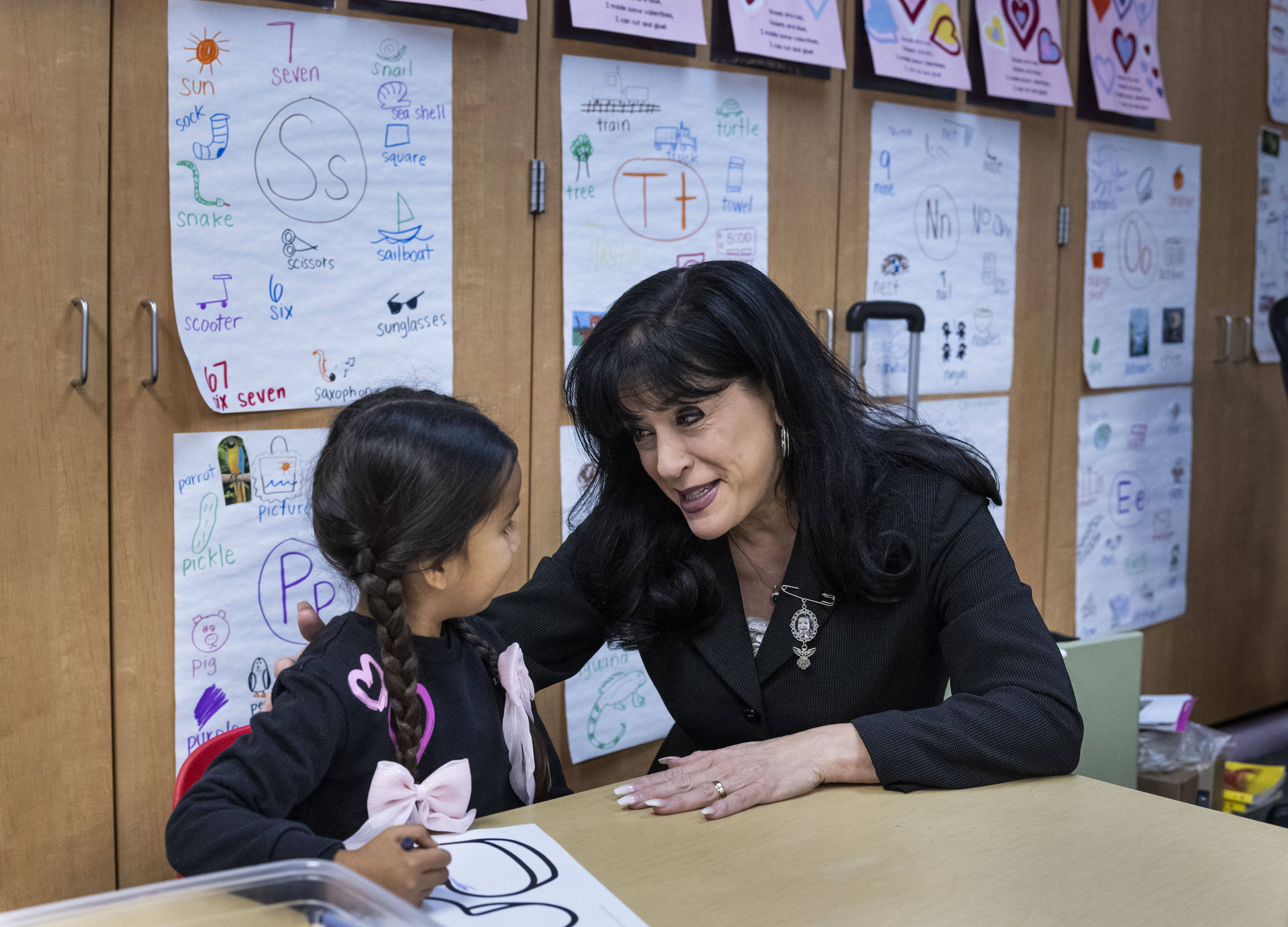 Garden Grove Unified School District Superintendent Gabriela Mafi talks with...
