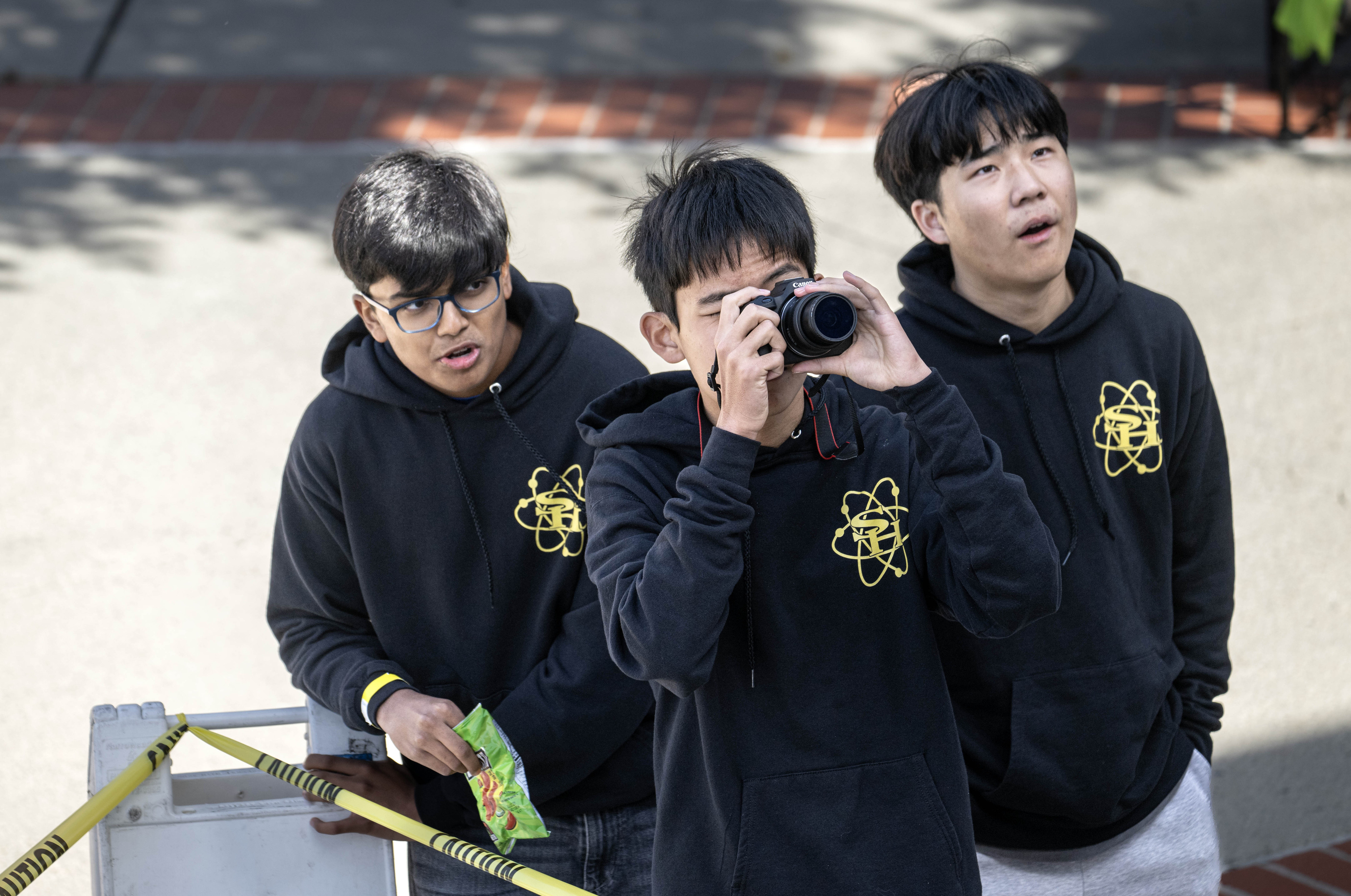Sunny Hills High School Students watch the bungee drop competition...