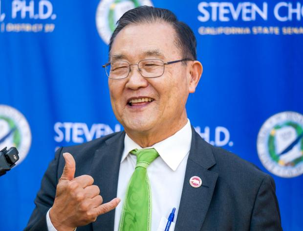 Sen. Steven Choi, R-Irvine during a press conference in Irvine on Friday, February 13, 2026 unveil a new bipartisan bill, SB 1021, meant to give terminal youth more opportunities for fishing and hunting. (Photo by Leonard Ortiz, Orange County Register/SCNG)