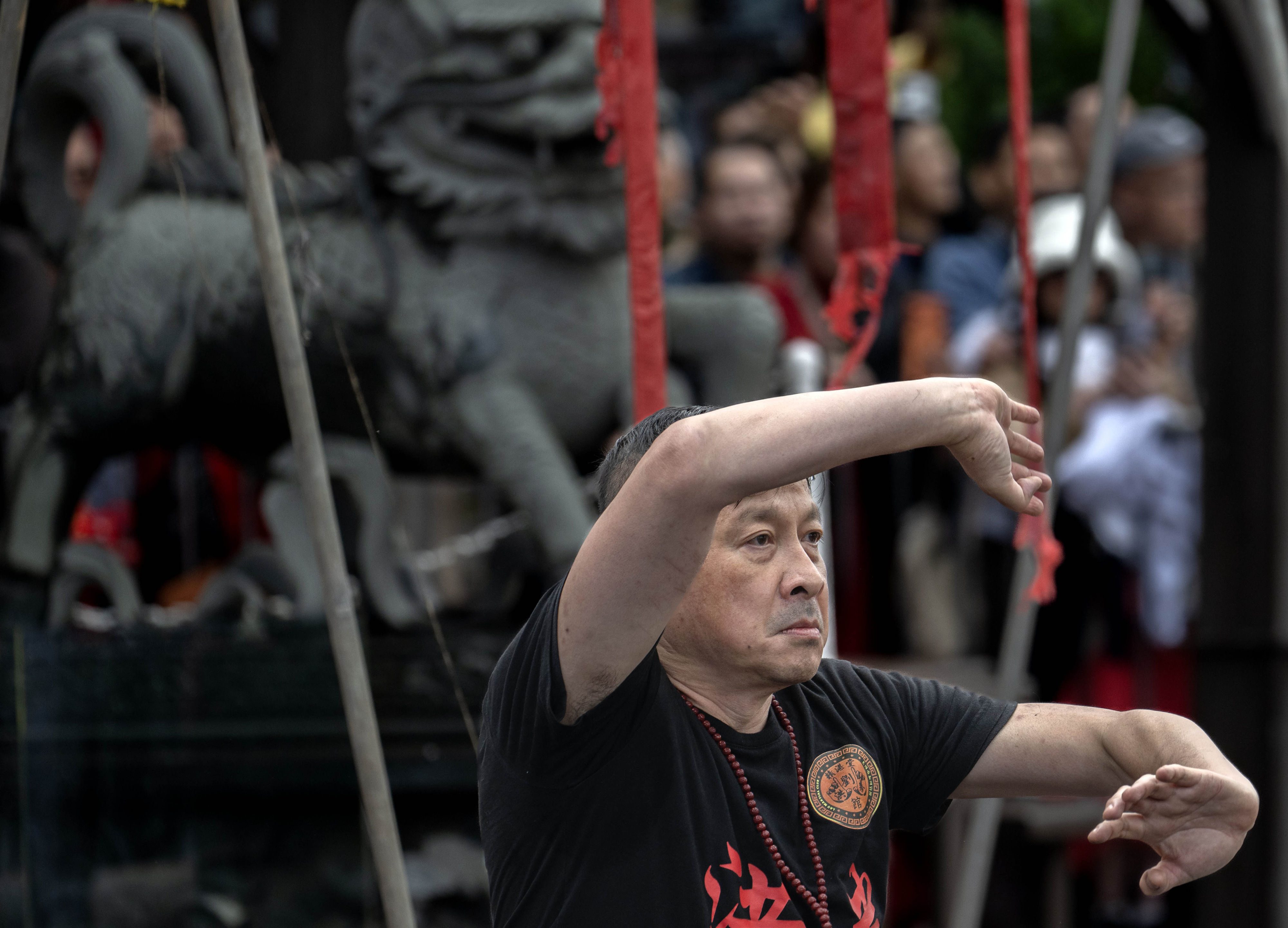 Ken Chow performs Hung Gar Kung Fu during Asian Garden...