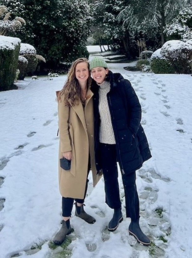 Alaina Watkins and Brittany Mazal enjoying the snow in London during a trip there in February 2023. (Courtesy of Brittany Mazal)
