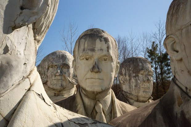 The presidential busts' popularity grew after they began decaying. Some visitors say they can see themselves  and the nation  in the imperfections. MUST CREDIT: Max Posner/For The Washington Post