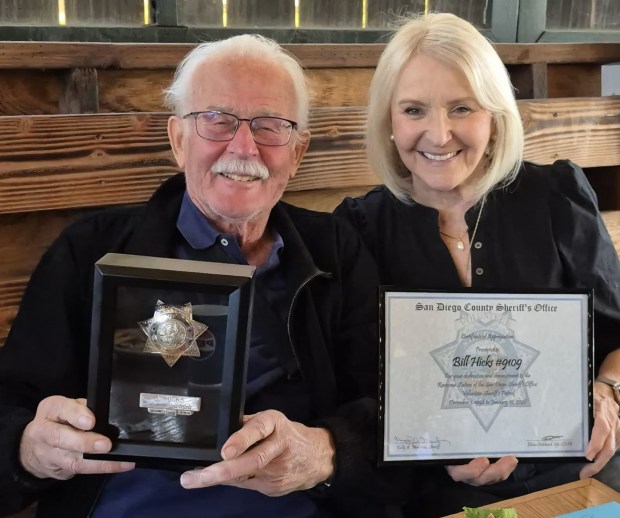 Volunteer Sheriff's Patrol administrator Bill Hicks celebrates his retirement from the organization with his wife, Margie. (Courtesy Danna Atkins)