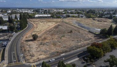 The site of a proposed indoor soccer arena in Rancho Cordova, as seen from a drone on Oct. 9, 2025. The project will be one of many stories The Bee’s new Local Accountability Team will be following closely in 2026.