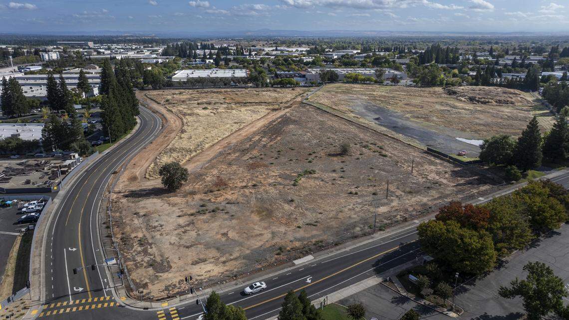 The site of a proposed indoor soccer arena in Rancho Cordova, as seen from a drone on Oct. 9, 2025. The project will be one of many stories The Bee’s new Local Accountability Team will be following closely in 2026.