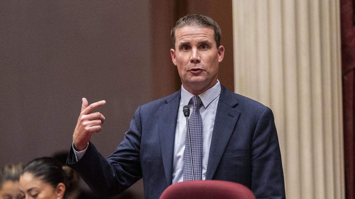 Senate President pro Tem Mike McGuire, D-Santa Rosa, asks for a yes vote on one of the redistricting bills on Thursday, Aug. 21, 2025 in Sacramento. McGuire on Friday said he will run in the special election to succeed Rep. Doug LaMalfa, who died Jan. 6.