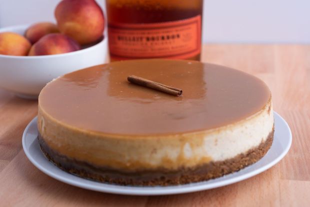Reuschelle's Cheesecakes bakes the desserts in 11 flavors, including the Maple Peach Bourbon pictured. They are sold at farmers markets or via advance order. (Photo courtesy of Reuschelle's Cheesecakes)